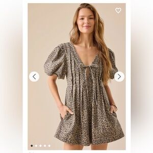 New with tags Altar’d State Evie Puff Sleeve Denim Romper